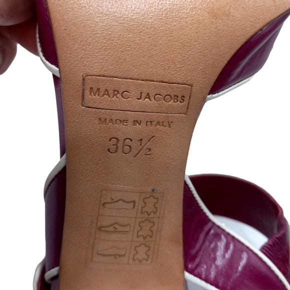 Marc Jacobs Magenta Pink Orange White Piping Heeled Sandal European 36.5… - Picture 9 of 14